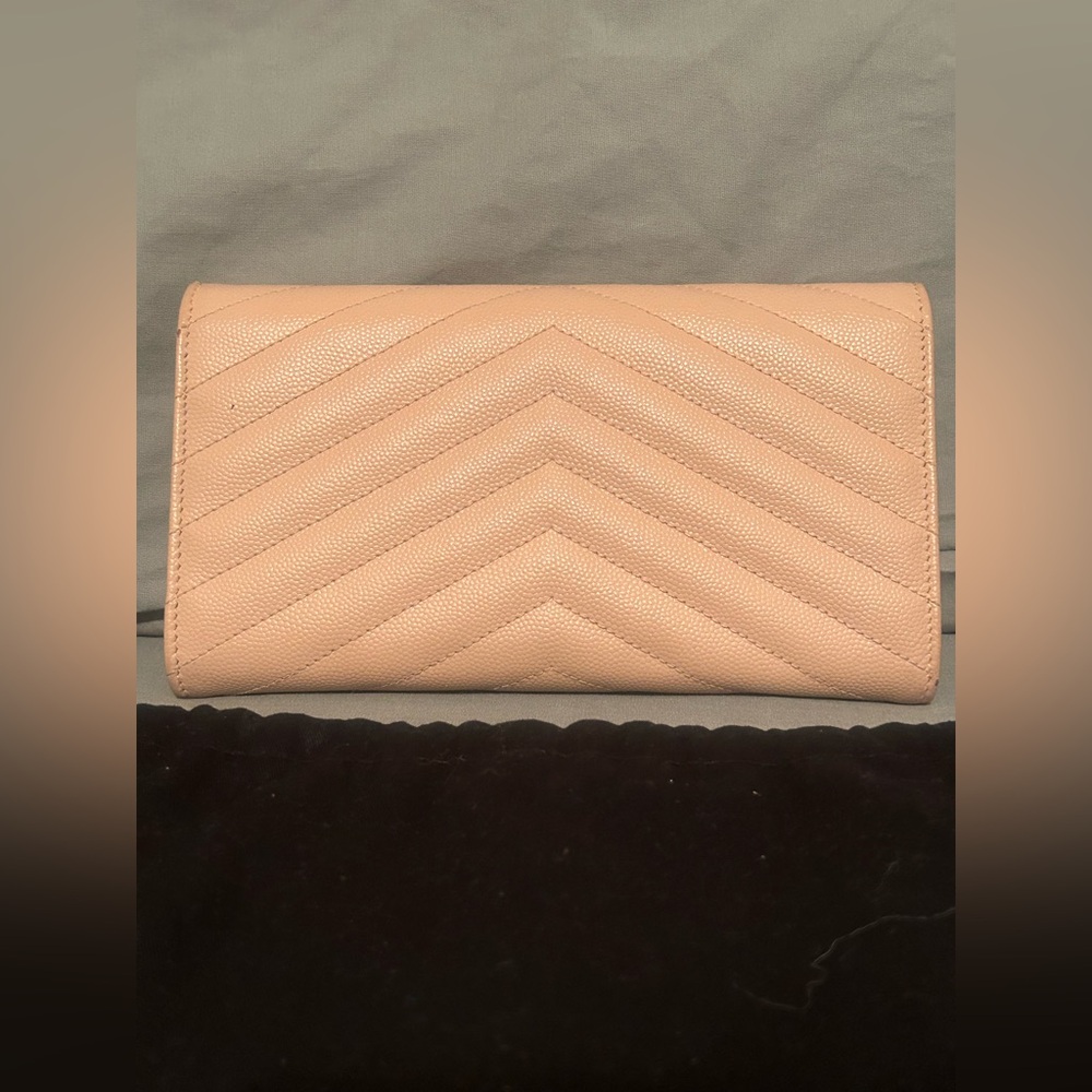 Saint Laurent YSL Monogram Wallet Blush Beige w/ Silver Hardware - Picture 5 of 9